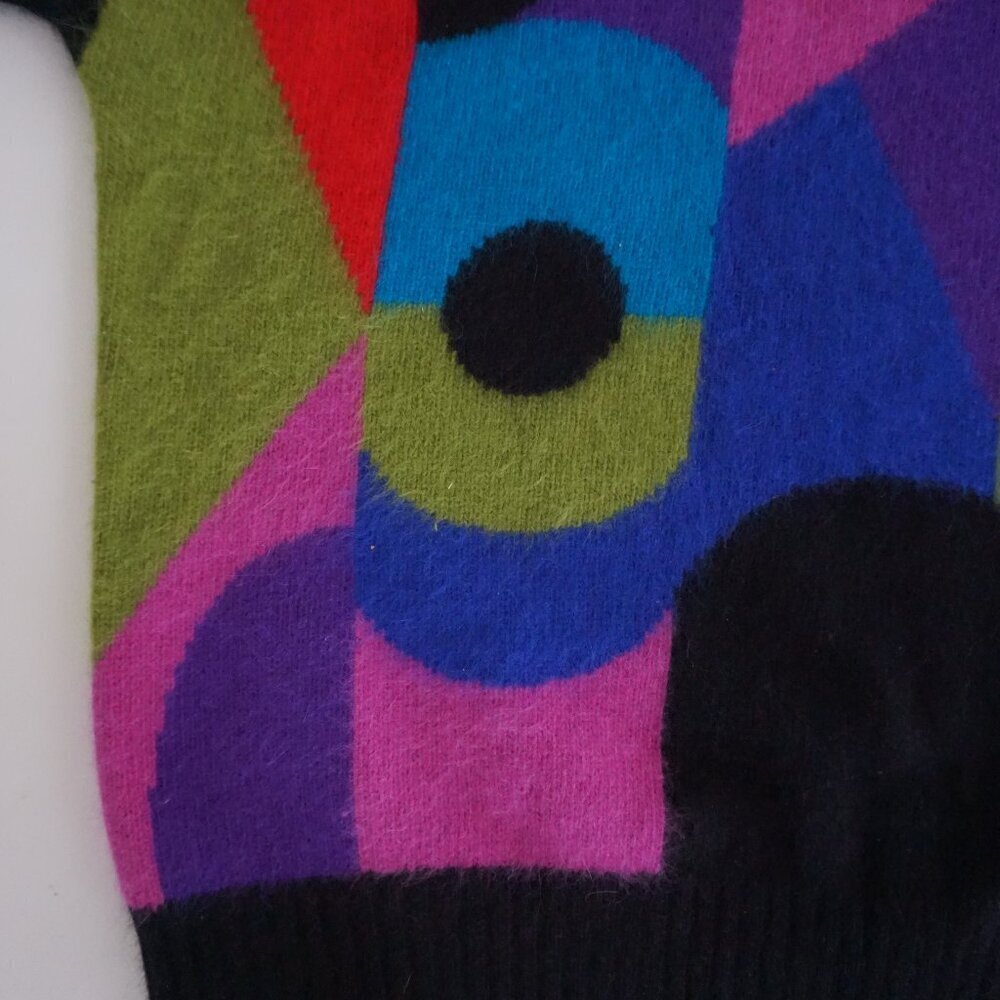 Vintage Rafaella Colorblock Fuzzy Turtleneck Sweater Whimsigoth 80s Retro M - Picture 6 of 8